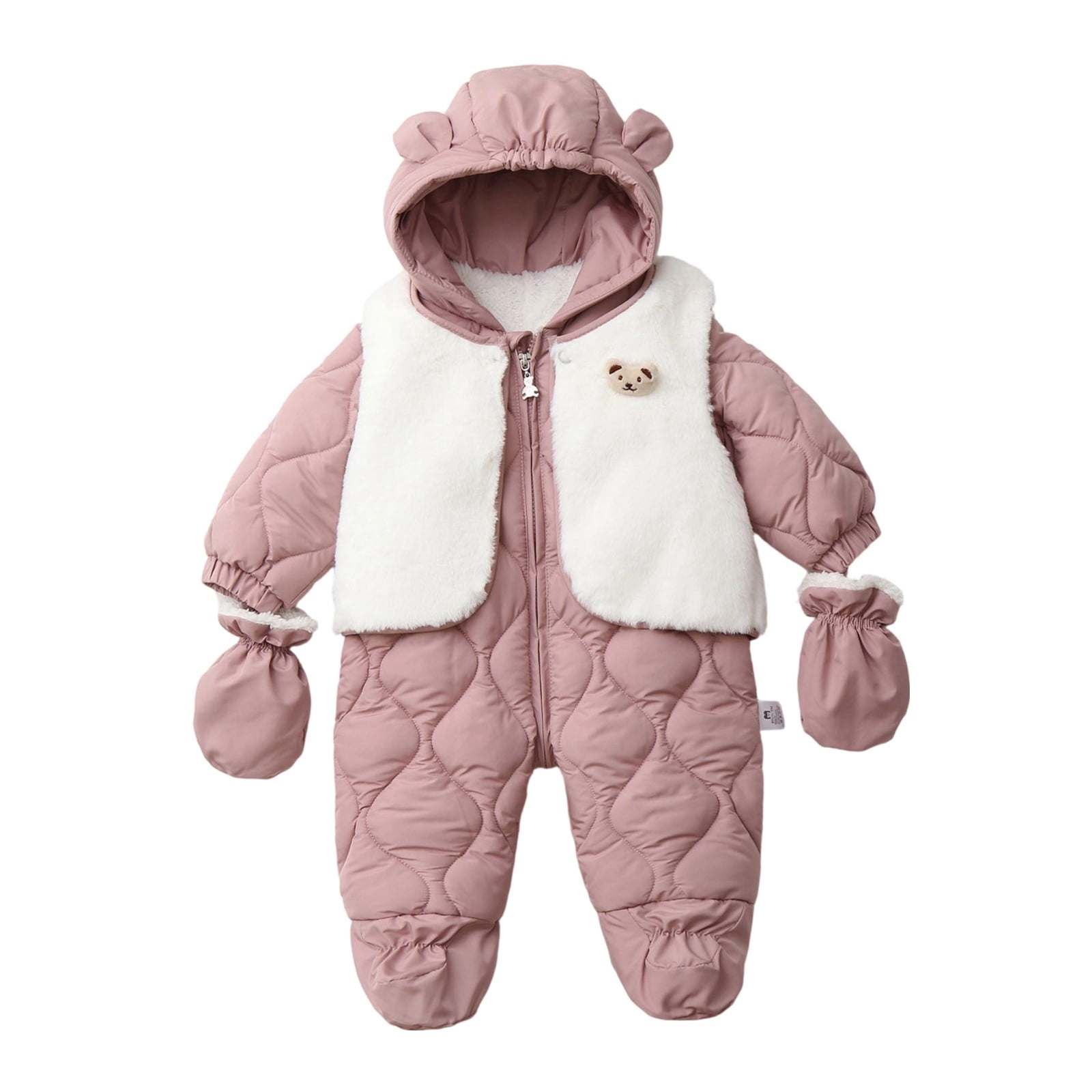 FYDUU Baby Girls Winter Coats Cute Jumpsuit Snowsuit Bodysuits Warm Outwear Toddler Long Sleeve One-Piece Romper Outfit Soft Fall Clothes