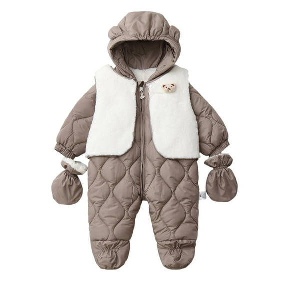 FYDUU Baby Girls Winter Coats Cute Jumpsuit Snowsuit Bodysuits Warm Outwear Toddler Long Sleeve One-Piece Romper Outfit Vintage Hallowmas