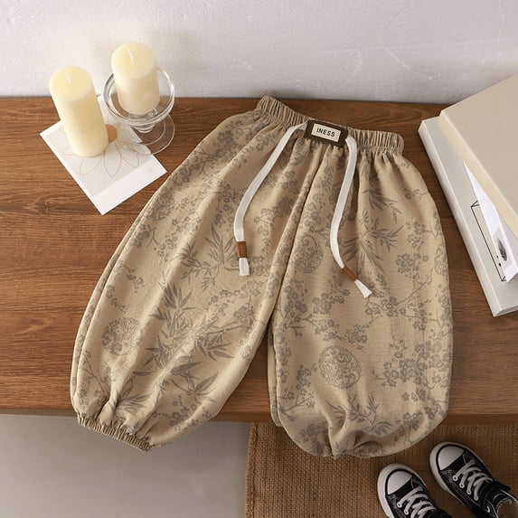 FYDUU Baby Toddler Boys Girls Pants Floral Elastic Waist Loose Baggy Trousers Children's Casual Harem Pants Fall Bottoms Soft Pants 18-24 Months