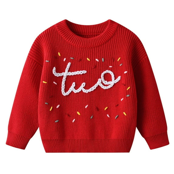 FYDUU Baby Toddler Girls Sweaters Embroidered Colorful Dots Knit Pullover Kids Soft Warm Fall Winter Sweater Tops Leisure Vintage 7-8 Years
