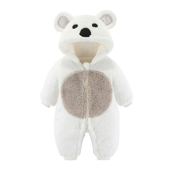 FYDUU Baby Winter Clothes Baby Onesies Fleece Hooded Romper Jumpsuit Warm Thickened One Piece Outfit Soft Infant Bear Snowsuit Playwear 0-3 Months