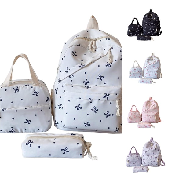 FYDUU Backpack for Girls 3Pcs Bow Backpack Set School Bookbag with Lunch Box Pencil Case Teen Girl Back to School Daypacks Backpacks
