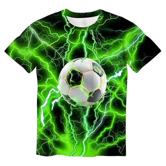 FYDUU Boy's Tees Kids Tops Boys Graphic Tshirts Football Print Short Sleeve Crewneck T-Shirts Comfortable Casual T Shirts Children's Tops 2-3 Years