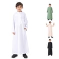 thumbnail image 1 of FYDUU Boys Arabic Thobe Long Sleeve Kaftan Crew Neck Robe with Zipper for Kids Boy Ethnic Style Long Robe Solid Color Children's Thobe 13-14 Years, 1 of 9