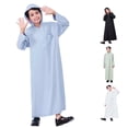 thumbnail image 1 of FYDUU Boys Arabic Thobe Long Sleeve Kaftan Robe with Zipper Hooded Thobe Kids Ethnic Style Dress Long Robe Solid Color Children's Wear 5-6 Years, 1 of 9