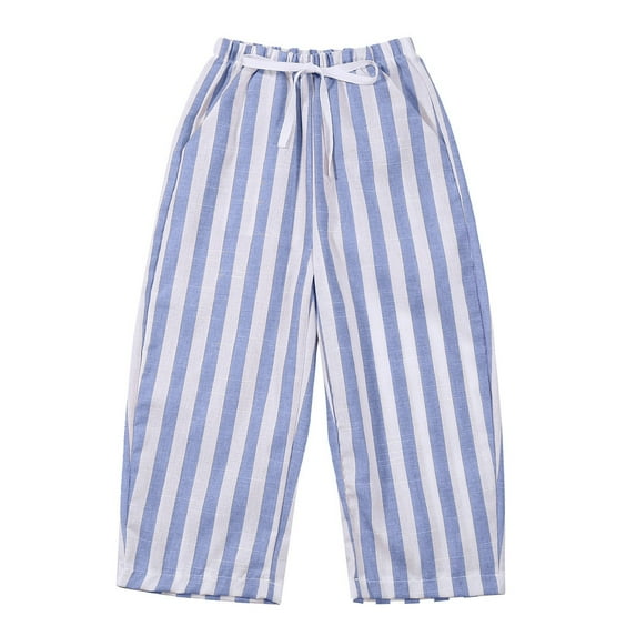 FYDUU Boys Baggy Jeans Boys Girls Striped Pants For Kids Wide Leg Trousers Loose Fit Casual Elastic Waist Trousers 18-24 Months