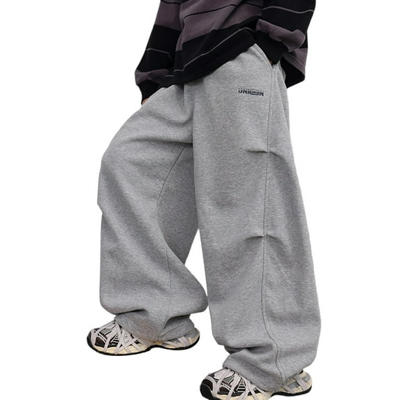 FYDUU Boys Baggy Sweatpants Elastic Waist Athletic Trousers Kids Loose Fit Joggers Casual Pants Sweat Pants Comfortable Sweatpant Sportswear 10-11 Years