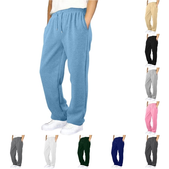 FYDUU Boys Baggy Sweatpants Straight Leg Elastic Waist Open Bottom Athletic Joggers Sweat Pants with Pockets Solid Color Kids Casual Pants Stylish Slacks 15-16 Years