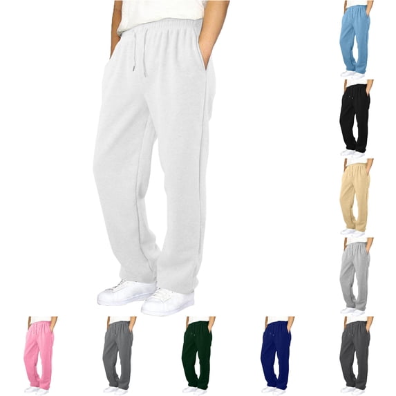 FYDUU Boys Baggy Sweatpants Straight Leg Elastic Waist Open Bottom Athletic Joggers Sweat Pants with Pockets Solid Color Kids Casual Pants Versatile Pants 11-12 Years