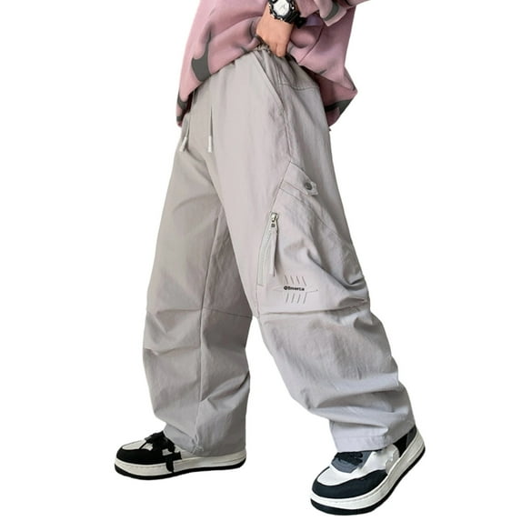 FYDUU Boys Cargo Pants Elastic Waist Casual Joggers With Pockets Loose Fit Sweatpants Kids Comfortable Trousers Outdoor Playwear Comfort Joggers 4-5 Years