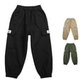 thumbnail image 1 of FYDUU Boys Cargo Pants Kids Casual Cargo Pants Solid Color Elastic Waist Loose Sports Trousers Activewear Back To School Pants Joggers Fashion Pants 14-15 Years, 1 of 8