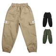 thumbnail image 1 of FYDUU Boys Cargo Pants Kids Casual Cargo Pants Solid Color Elastic Waist Loose Sports Trousers Activewear Back To School Pants Joggers Versatile Pants 10-11 Years, 1 of 8