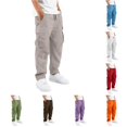 thumbnail image 1 of FYDUU Boys Cargo Pants Straight Leg Hiking Pants with Pockets Elastic Waist Casual Cargo Pants for Kids Teens Back To School Trousers Fashion Slacks 5-6 Years, 1 of 5
