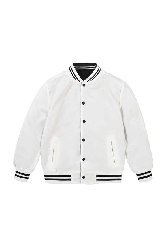 Boys Casual Bomber Jacket Long Sleeve Button Up Baseball Jackets Bomber Coat Varsity Windbreak Jackets Spring Fall Winter Clothes Fashion Vintage 9-10 Years