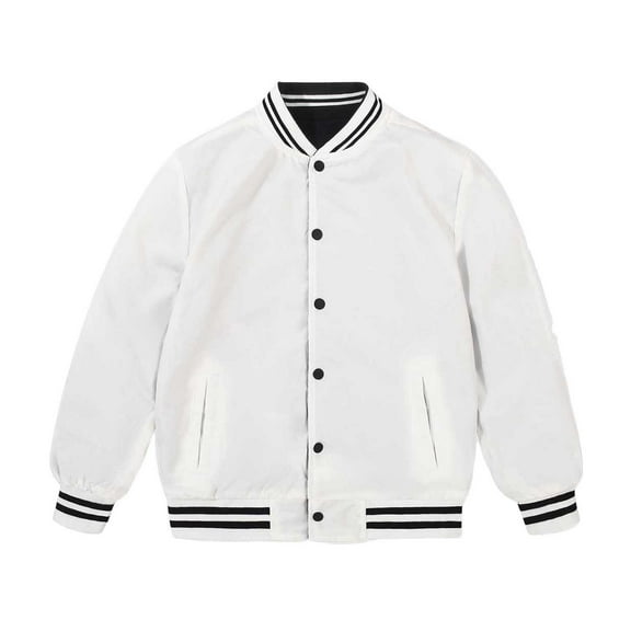 FYDUU Boys Casual Bomber Jacket Long Sleeve Button Up Baseball Jackets Bomber Coat Varsity Windbreak Jackets Spring Fall Winter Clothes Soft Fall Clothes 11-12 Years