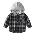 thumbnail image 1 of FYDUU Boys Casual Plaid Long Sleeve Hooded Shirt Jacket Stylish Kids Tops Children's Soft Button Down Shirt Jacket Top Fall Winter Clothes Comfy Versatile, 1 of 4