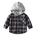 thumbnail image 1 of FYDUU Boys Casual Plaid Long Sleeve Hooded Shirt Jacket Stylish Kids Tops Children's Soft Button Down Shirt Jacket Top Fall Winter Clothes Stylish Elegant, 1 of 4