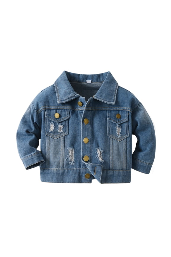 Boys Denim Jacket Casual Long Sleeve Jean Jacket Top Toddler Baby Spring Fall Stylish Comfortable Stretchy Denim Coats Handsome Fashion 18-24 Months