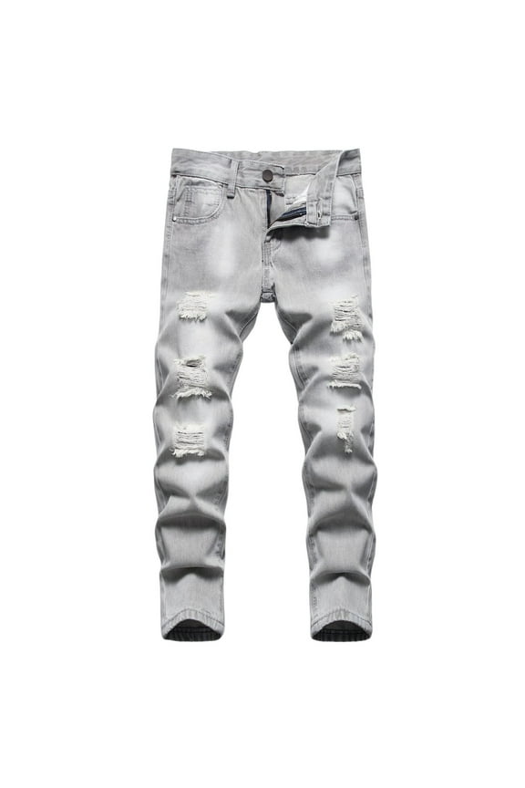 Boys Denim Jeans Pants Boys' Jeans Kids Casual Ripped Denim Pants With Pocket Loose Vintage Jean Pants Streetwear 6-7 Years