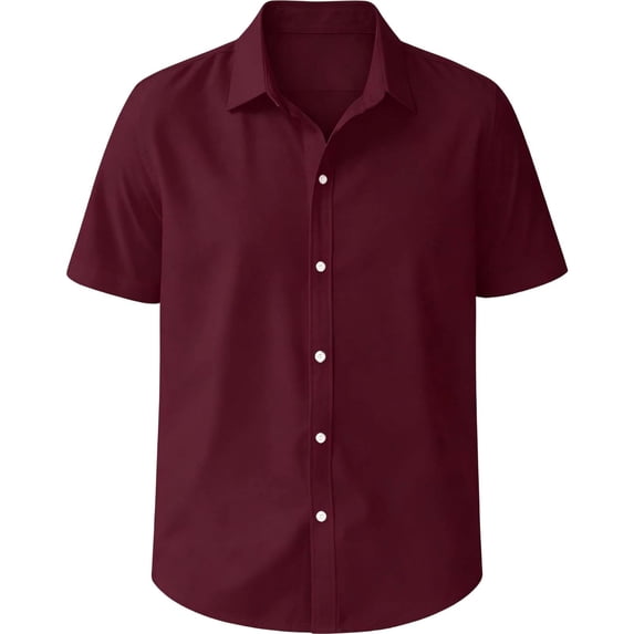 FYDUU Boys Dress Shirts Casual Button Down Shirt Short Sleeve Solid Color Classic Fit School Uniform Tops Summer Shirts School Wear Cute Clothing