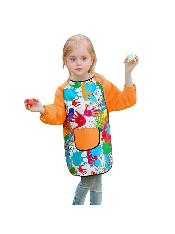 Boys Girls Clothes Top Kids Art Smock With Long Sleeves Painting Apron For Children Boys Girls Craft Protective Wear With Pocket Fall Party Outfit