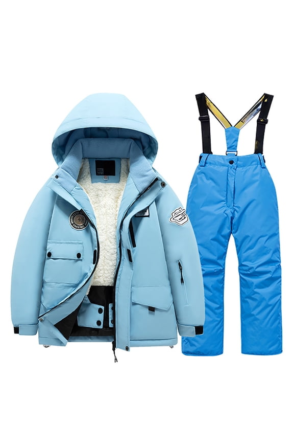 Boys Girls Ski Jacket And Pant Set Winter Warm Snowsuits Children's Waterproof Outdoor Ski Suit Windbroof Snowboarding Winter Warm Snow Suits Adorable Trendy 10-12 Years