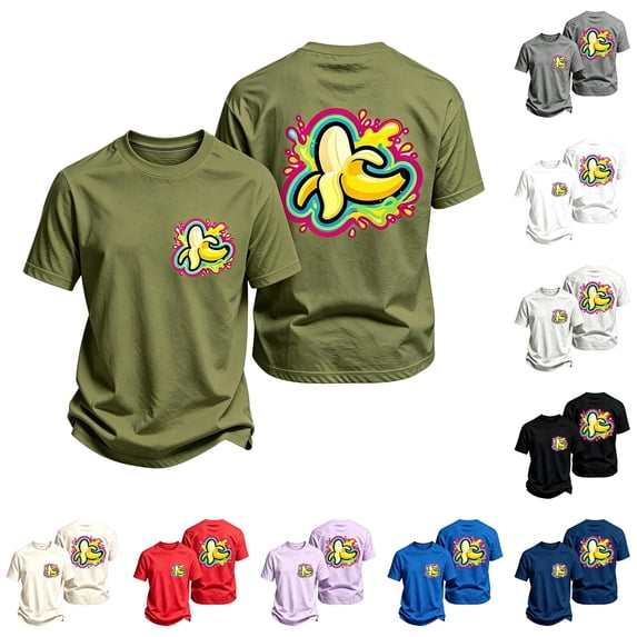 FYDUU Boys Graphic T-Shirts Kids Banana Printed Tee Shirt Boys Short Sleeve T Shirts Stylish Comfortable Tops Summer Crewneck Tshirts 8-9 Years