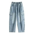 thumbnail image 1 of FYDUU Boys Jeans Straight Leg Pants For Toddler To Teen Comfortable Casual Denim Trousers Elastic Waist Kids Long Pants For Fall Summer Everyday Wear Fashionable Cute 15-16 Years, 1 of 5