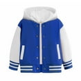 thumbnail image 1 of FYDUU Boys Kids Hooded Baseball Jacket Boys Girls Long Sleeve Color Block Bomber Coat School Uniform Autumn Winter Warm Jackets Sports Coat Top Fashion Vintage 9-10 Years, 1 of 6