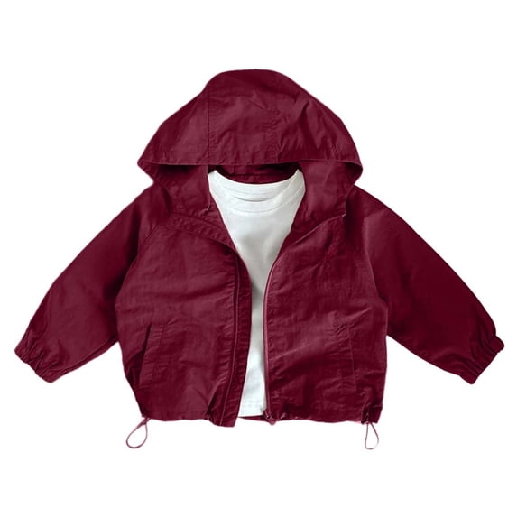 FYDUU Boys Kids Hooded Zip Up Jacket Boys Windbreaker Jackets Lightweight Casual Outdoor Sports Coat Children Fall Clothes Everyday Wear Vintage Party Tops 7-8 Years