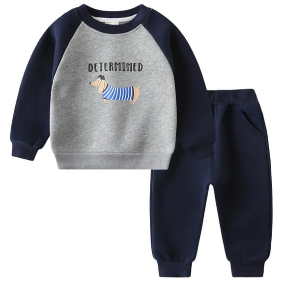 FYDUU Boys Outfits Sets Toddler Boy Sweatsuit 2Pcs Outfits Cartoon Print Long Sleeve Pullover Tops And Jogger Pants Set Spring Casual Daily Wear 2-3 Years