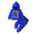 thumbnail image 1 of FYDUU Boys Outfits & Sets Toddler Casual Sports Hoodie Jogger Pants Set Basketball Letter Print Long Sleeve Top And Bottom For Baby School Clothes 18-24 Months, 1 of 9