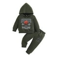 thumbnail image 1 of FYDUU Boys Outfits & Sets Toddler Casual Sports Hoodie Jogger Pants Set Basketball Letter Print Long Sleeve Top And Bottom For Baby Vintage Casual 6-9 Months, 1 of 9
