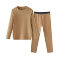 thumbnail image 1 of FYDUU Boys Pajamas 2-Piece Kids Thermal Underwear Set Long Sleeve Shirts Pants Comfortable Wicking Sleepwear Loungewear For Boys Girls,Coffee,4-5 Years, 1 of 5