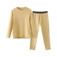 thumbnail image 1 of FYDUU Boys Pajamas 2-Piece Kids Thermal Underwear Set Long Sleeve Shirts Pants Comfortable Wicking Sleepwear Loungewear For Boys Girls,Yellow,11-13 Years, 1 of 4