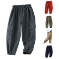 thumbnail image 1 of FYDUU Boys Pants Casual Kids Cargo Pants Lightweight Comfortable Outdoor School Sports Basic Solid Color Toddler Boys Cargo Joggers Pants Versatile Pants 9-10 Years, 1 of 4