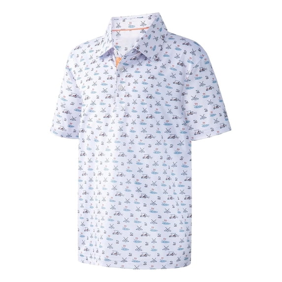 FYDUU Boys Polo Shirts Short Sleeve Printed Golf Shirts Collared Graphic Tee Tops for Kids Breathable Lightweight Polo Shirt School Wear 3-4 Years