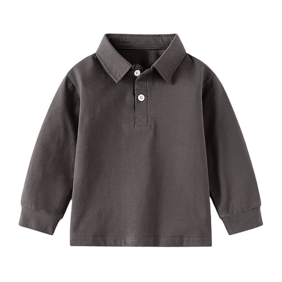 FYDUU Boys Shirt T Shirts Toddler Baby Boys Girls Long Sleeve Polo Shirts Solid Color Casual Collared Tops Soft Fall Winter Clothes 18-24 Months