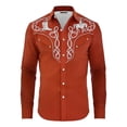 thumbnail image 1 of FYDUU Boys Shirts Kids Western Cowboy Shirt Retro Long Sleeve Button Down Shirts Fashion Tops For Children Comfortable Fit Shirts 4-5 Years, 1 of 4