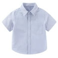 thumbnail image 1 of FYDUU Boys' Short Sleeve Dress Shirts Formal Uniform Button Down Striped Shirt Casual Classic Shirt Tops Versatile Summer Blouses Handsome Fashion 12-13 Years, 1 of 9