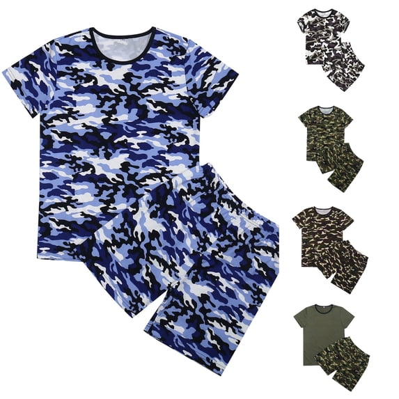 FYDUU Boys Short Sleeve T Shirts and Shorts Outfits Sets Summer Short Set Kids Graphic Camo T Shirts Shorts Suit 5-6 Years