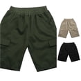 thumbnail image 1 of FYDUU Boys Shorts Kids Cargo Shorts Boy's Casual Elastic Waist Pull On Bottoms Loose Fit Cargo Shorts Back To School Outdoor Activewear Comfort Bottoms 9-10 Years, 1 of 8