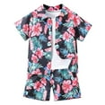 thumbnail image 1 of FYDUU Boys Summer Outfits Sets Casual Beach Short Sleeve Shirts Shorts Two Piece Set For Kids Toddler Boys Comfortable Playwear Dailywear 8-9 Years, 1 of 7