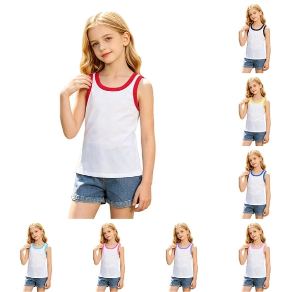 FYDUU Boys Summer Tank Tops Sleeveless Crewneck T Shirts Tank Top Casual T-Shirt for Kids Daily Sports Breathable Stylish Tee Shirts 5-6 Years