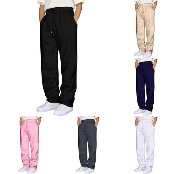 FYDUU Boys Sweatpants Elastic Waist Drawstring Loose Fit Athletic Joggers Pants Comfortable Straight Leg Casual Trousers for Kids and Stylish Pants 9-10 Years