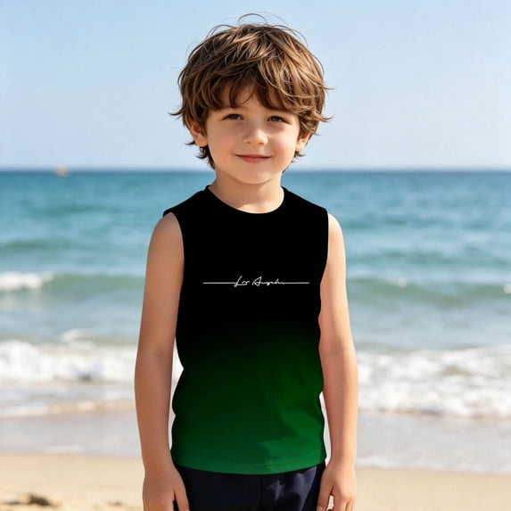 FYDUU Boys Tank Tops Kids Sleeveless T-Shirts Crew Neck Basic Shirts Gradient Color Tank Top For Kids Summer Casual Tees Fashion Graphic Tshirts 5-6 Years