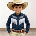 thumbnail image 1 of FYDUU Boys Western Cowboy Shirt Printed Long Sleeve Regular Fit Dress Shirts Casual Button Down Shirts For Kids Festival Party Tops Childrens Wear 12-13 Years, 1 of 3