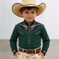 thumbnail image 1 of FYDUU Boys Western Cowboy Shirts Print Long Sleeve Button Down Shirt Kids Retro Casual Tops Festival Party Wear Fashion Clothes Children Wear, 1 of 3
