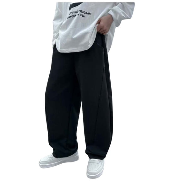 FYDUU Boys Wide Leg Baggy Sweatpants Kids Loose Fit Open Bottom Sweat Pants Elastic Waist Drawstring Active Joggers Trousers With Pockets 9-10 Years