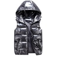 thumbnail image 1 of FYDUU Boys Winter Down Vest Hooded Vest Zip Windproof Padded Vest Jacket Attumn Winter Sleeveless Zipper Vest Jacket Pocket Outerwear Solid Color Adorable Trendy 4-5 Years, 1 of 5